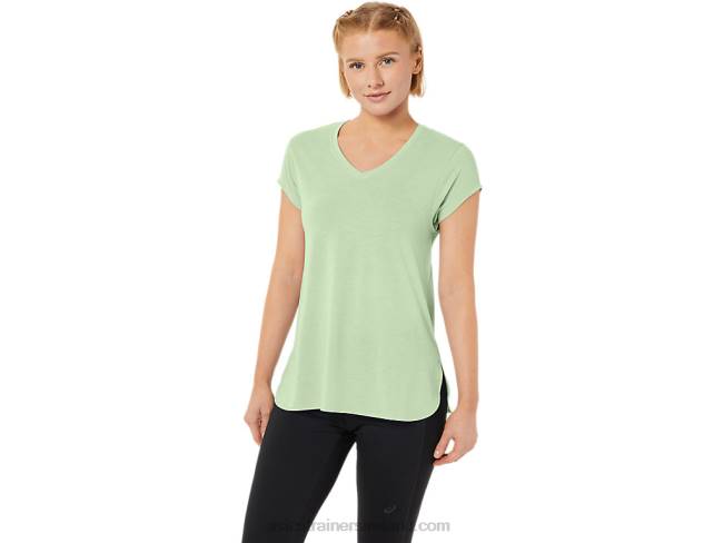 Womens Heather Vneck Top Whisper Green Heather Asics XXPD2292