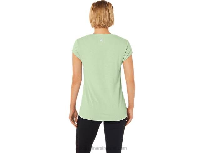 Women\s Heather Vneck Top Whisper Green Heather Asics XXPD2292