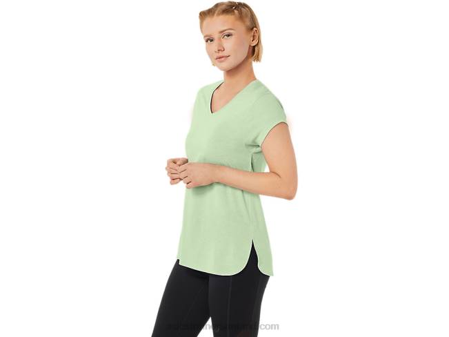 Women\s Heather Vneck Top Whisper Green Heather Asics XXPD2292