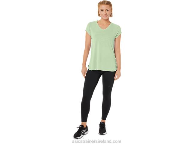 Women\s Heather Vneck Top Whisper Green Heather Asics XXPD2292