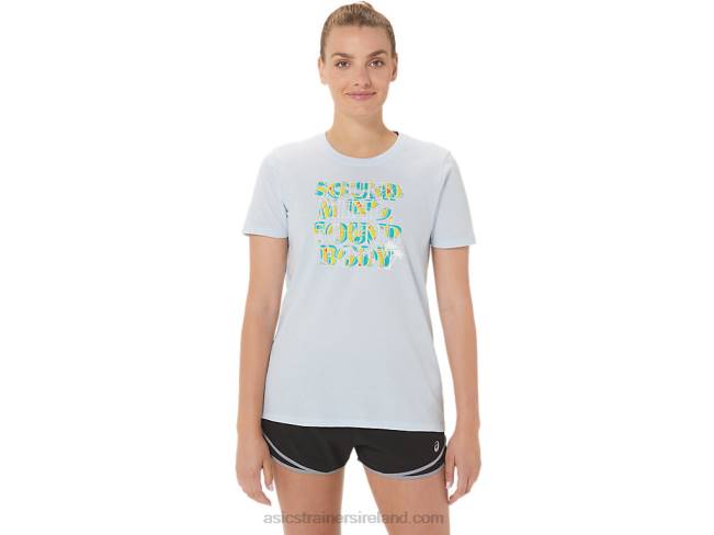 Womens Hibiscus Slogan Crew Soft Sky Asics XXPD3063