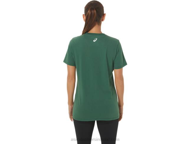 Women\s Holiday Lights Logo V-Neck Hunter Green Asics XXPD2843