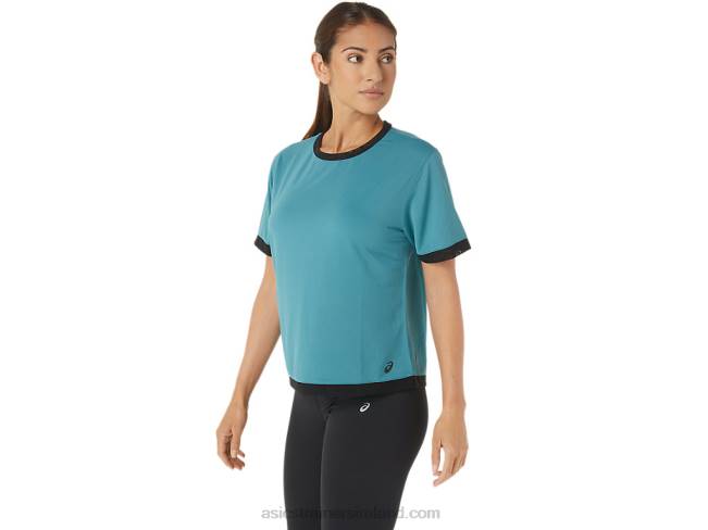 Women\s Kate Mesh Short Sleeve Misty Pine Asics XXPD2840