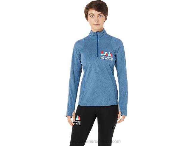 Womens Lam Thermopolis Half Zip Mako Blue Heather Asics XXPD3652