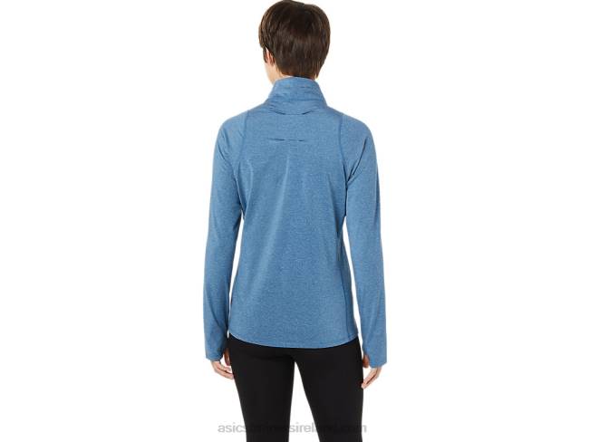 Women\s Lam Thermopolis Half Zip Mako Blue Heather Asics XXPD3652