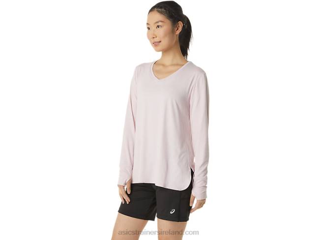 Women\s Long Sleeve Heather Top Barely Rose Heather Asics XXPD3273