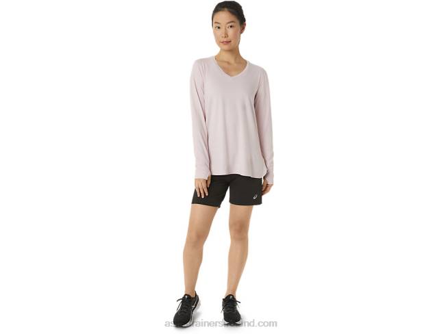 Women\s Long Sleeve Heather Top Barely Rose Heather Asics XXPD3273