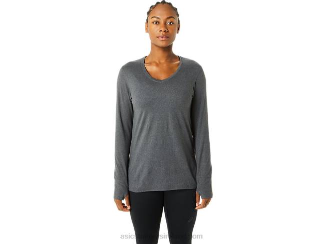 Womens Long Sleeve Heather Top Dark Grey Heather Asics XXPD3690