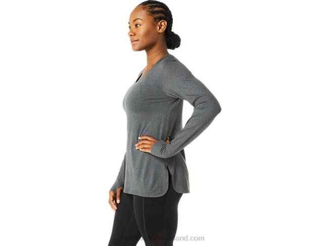 Women\s Long Sleeve Heather Top Dark Grey Heather Asics XXPD3690