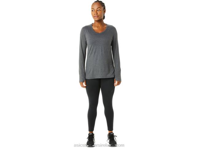 Women\s Long Sleeve Heather Top Dark Grey Heather Asics XXPD3690