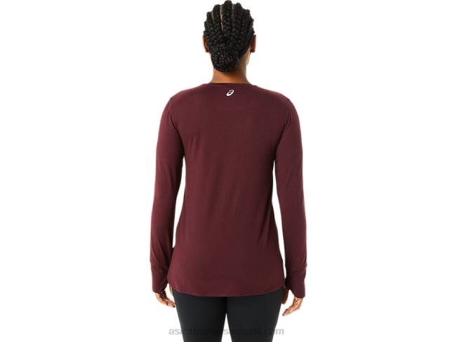 Women\s Long Sleeve Heather Top Deep Mars Heather Asics XXPD3700