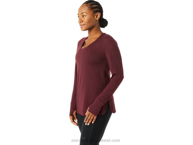 Women\s Long Sleeve Heather Top Deep Mars Heather Asics XXPD3700