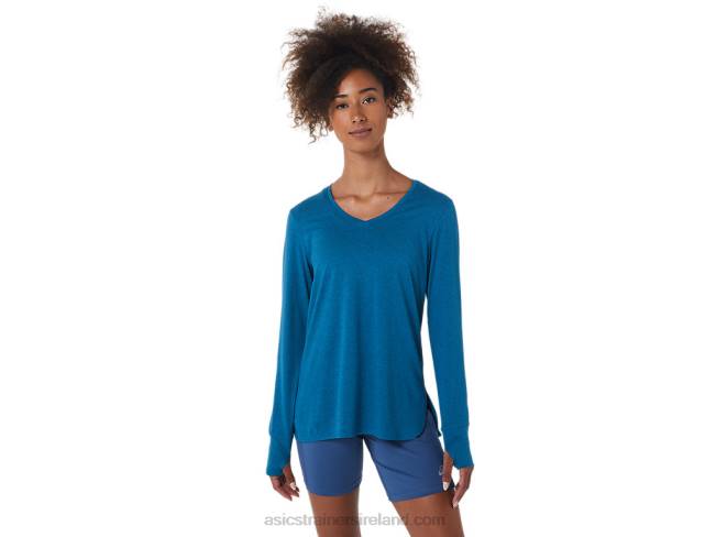 Womens Long Sleeve Heather Top Deep Sea Teal Heather Asics XXPD2795