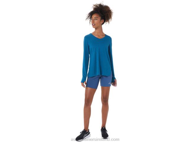 Women\s Long Sleeve Heather Top Deep Sea Teal Heather Asics XXPD2795