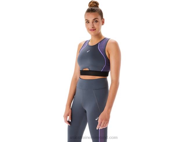 Women\s Mesh Panel Training Bra Carrier Grey Asics XXPD2289