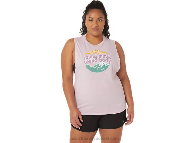 Womens Mountain Muscle Tank Barely Rose Asics XXPD2842