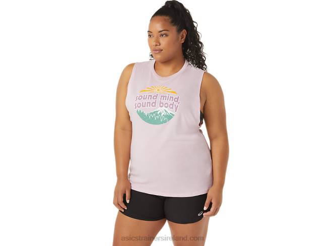 Women\s Mountain Muscle Tank Barely Rose Asics XXPD2842