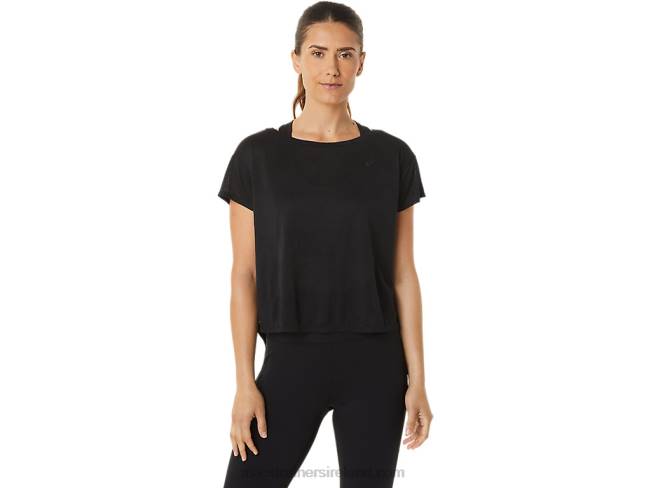 Womens Movekoyo Jacquard Short Sleeve Top Performance Black Asics XXPD2763