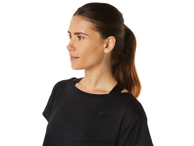 Women\s Movekoyo Jacquard Short Sleeve Top Performance Black Asics XXPD2763