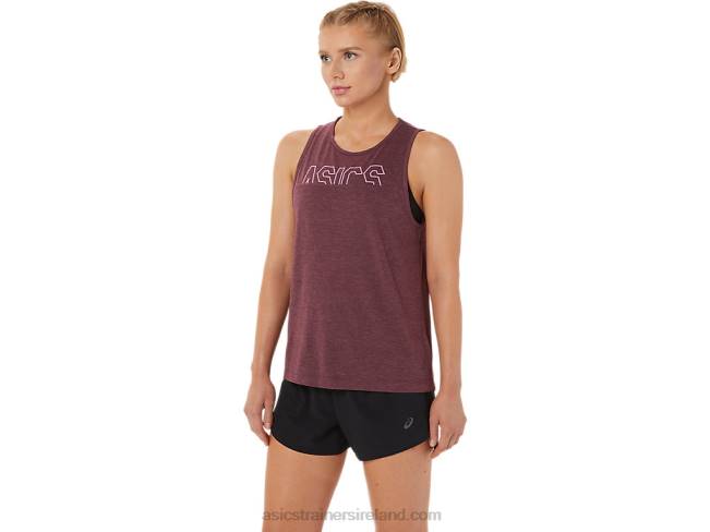 Women\s Muscle Tank Deep Mars Heather/Dragon Fruit Asics XXPD3666