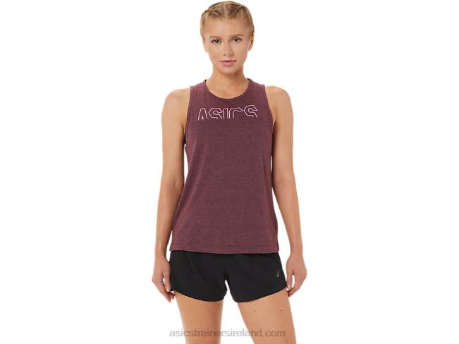 Women\s Muscle Tank Deep Mars Heather/Dragon Fruit Asics XXPD3666