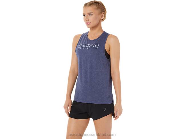 Women\s Muscle Tank Peacoat Heather/Fresh Ice Asics XXPD3786