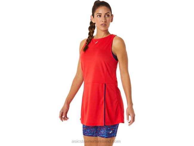 Women\s New Strong 92 Dress Red Alert/Tennis Japan Brushed Asics XXPD3059