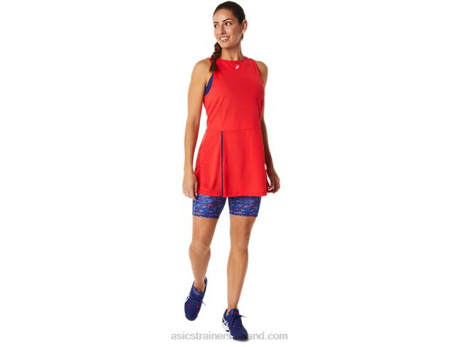 Women\s New Strong 92 Dress Red Alert/Tennis Japan Brushed Asics XXPD3059