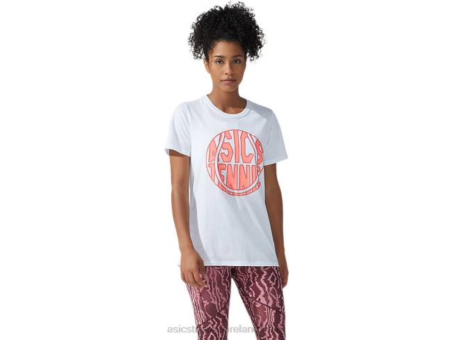 Womens New Strong 92 Graphic Tee Brilliant White/Blazing Coral Asics XXPD3782