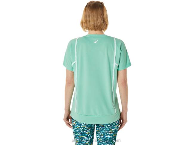 Women\s New Strong 92 Short Sleeve Top Seafoam/Brilliant White Asics XXPD3055