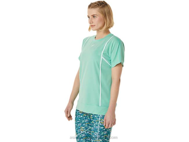 Women\s New Strong 92 Short Sleeve Top Seafoam/Brilliant White Asics XXPD3055