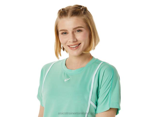 Women\s New Strong 92 Short Sleeve Top Seafoam/Brilliant White Asics XXPD3055