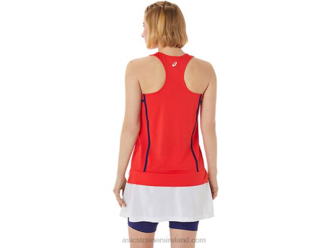 Women\s New Strong 92 Tank Red Alert/Dive Blue Asics XXPD3060