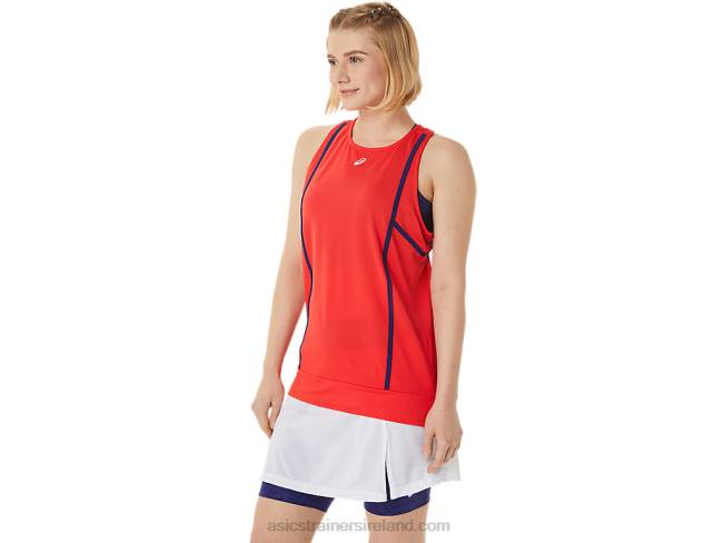 Women\s New Strong 92 Tank Red Alert/Dive Blue Asics XXPD3060