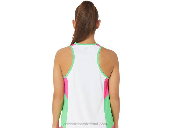 Women\s New Strong Repurposed Run Singlet White/Track/Pink Glo Asics XXPD2353