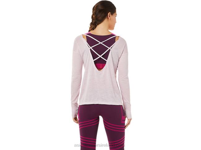 Women\s Open Back Long Sleeve Top Barely Rose Asics XXPD3382