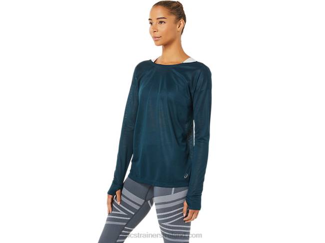 Women\s Open Back Long Sleeve Top French Blue Asics XXPD3378