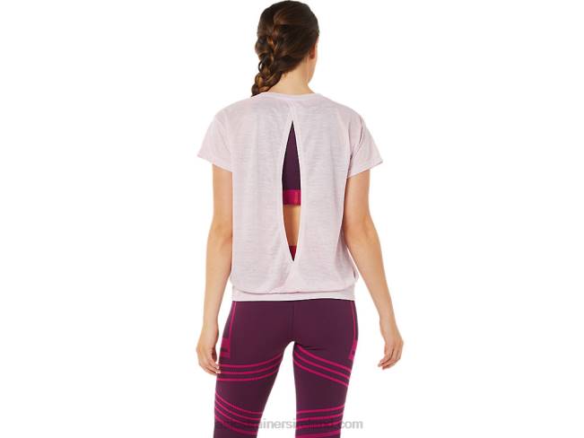 Women\s Open Back Short Sleeve Top Barely Rose Asics XXPD3383