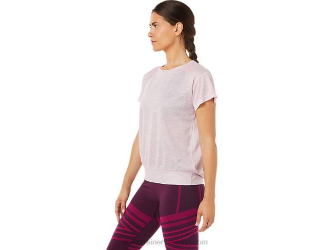 Women\s Open Back Short Sleeve Top Barely Rose Asics XXPD3383