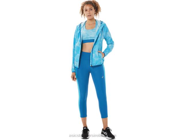 Women\s Packable Jacket Aqua Angel Print/Reborn Blue Asics XXPD3939