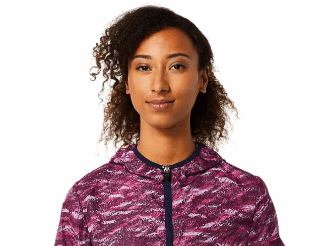 Women\s Packable Jacket Deep Mars Print/Peacoat Asics XXPD3718