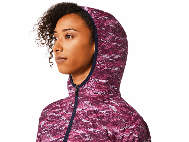 Women\s Packable Jacket Deep Mars Print/Peacoat Asics XXPD3718