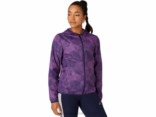 Womens Packable Jacket Digital Grape Print/Peacoat Asics XXPD4100