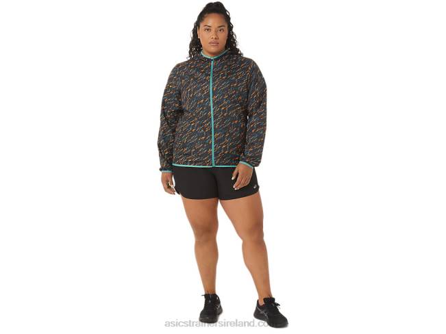 Womens Packable Jacket Night Shade/Sage Print Asics XXPD3399