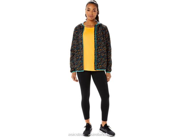 Women\s Packable Jacket Night Shade/Sage Print Asics XXPD3399