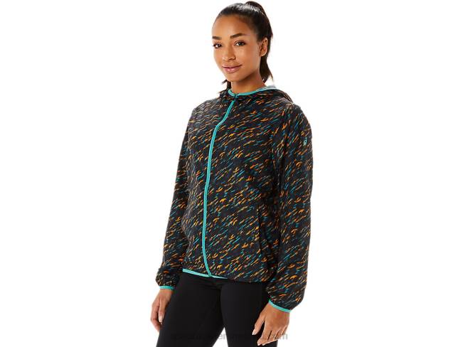 Women\s Packable Jacket Night Shade/Sage Print Asics XXPD3399