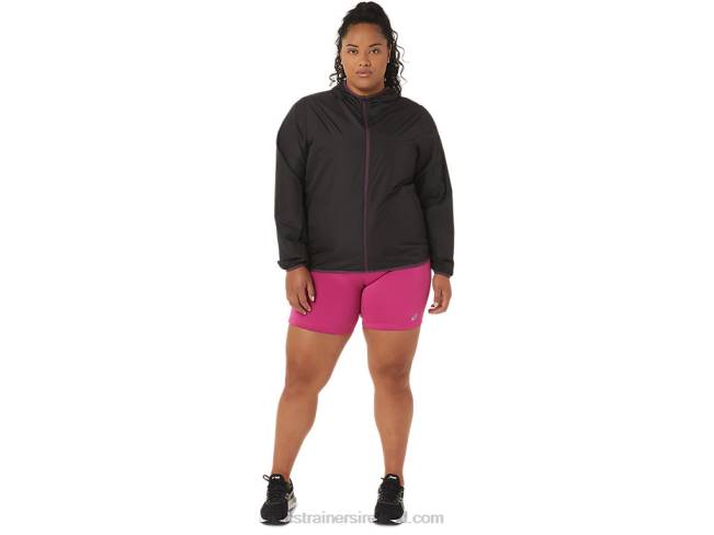 Womens Packable Jacket Performance Black/Deep Plum Asics XXPD3358