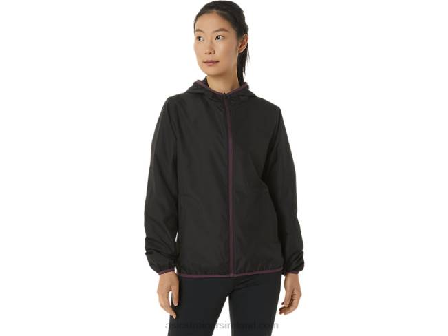 Women\s Packable Jacket Performance Black/Deep Plum Asics XXPD3358