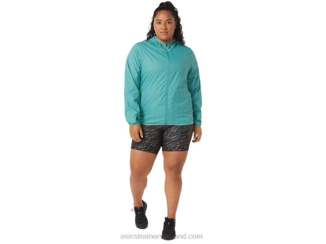 Womens Packable Jacket Sage Spacedye/Clear Blue Asics XXPD3385