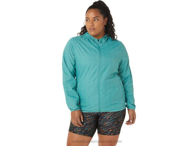 Women\s Packable Jacket Sage Spacedye/Clear Blue Asics XXPD3385